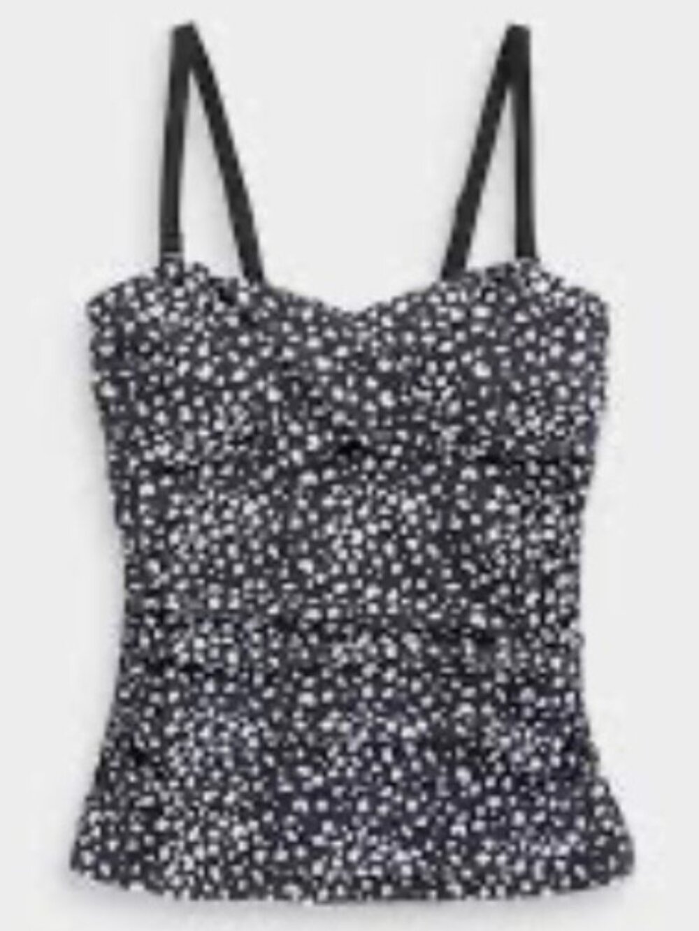 La Blanca Women's Black & White Ruched Front Tankini Top With Straps Size Medium